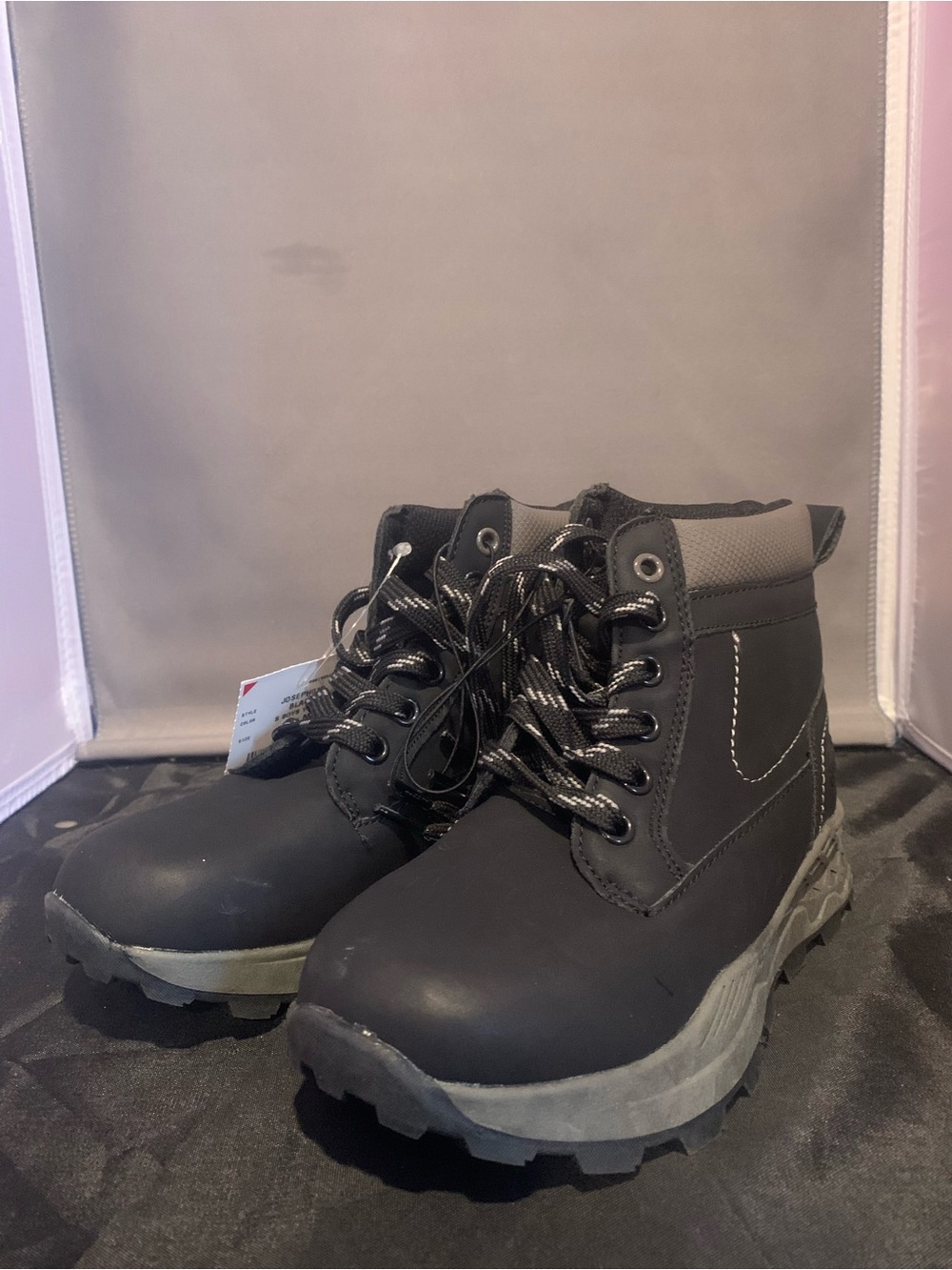 Ecko Unlimited Black and Gray Kids Lace-Up Hiking Boots
